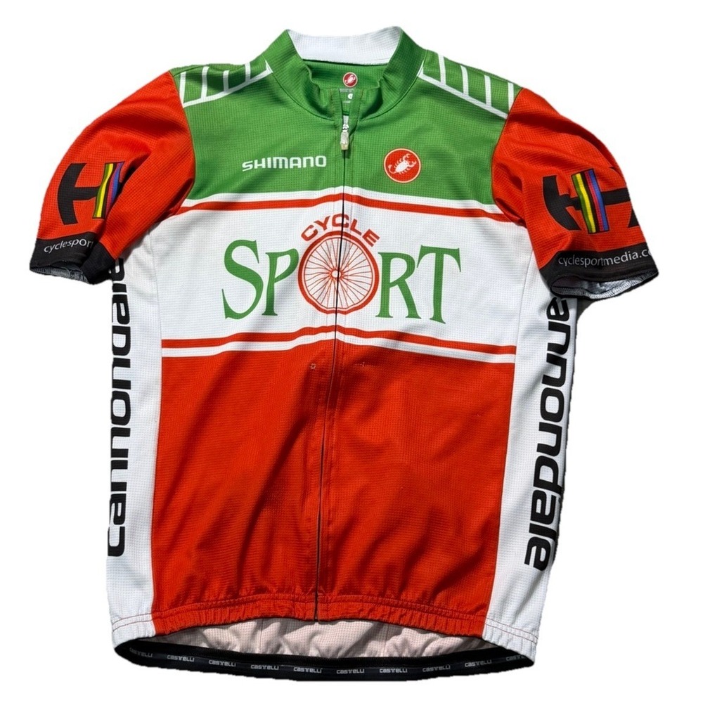 Castelli Cycling Jersey Mens L Shimano Cannondale Cycle Sport Full Zip Bike